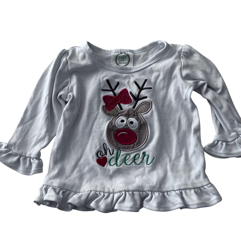 Blanks Boutique Christmas "Oh Dear" Shirt - 12 Months